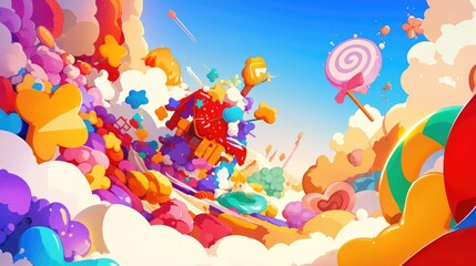 Colorful candy painting designed as a playful concept for children s games