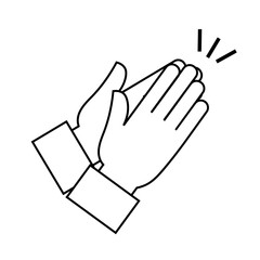 拍手する手の線画イラスト