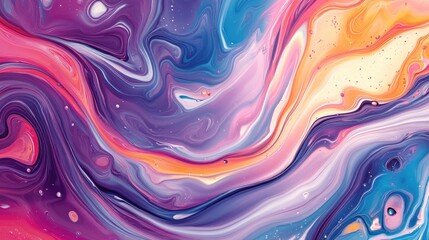 Obraz premium Colorful liquid marble paint illustration featuring an abstract background with swirling fantasy stripes