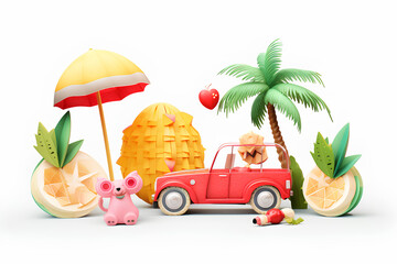3d cute Summer cut out element