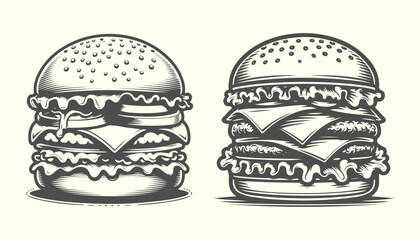 Silhouette of hamburger. Minimalist black silhouette of classic hamburger, perfect for fast food-themed designs.