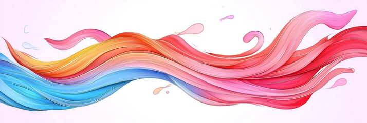 Fototapeta premium Abstract colorful waves flowing across a white background.