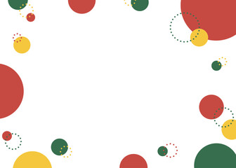 丸のポップなフレーム、シンプルな背景、クリスマスカラー