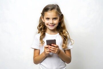 Fototapeta premium Curious Young Girl on White Background