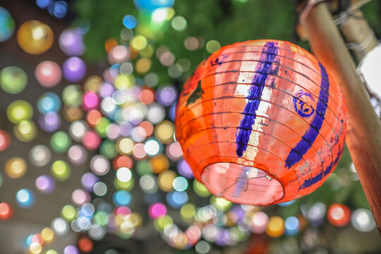 Sept 13 2024 close up paper Lanterns at Blue House, wan chai