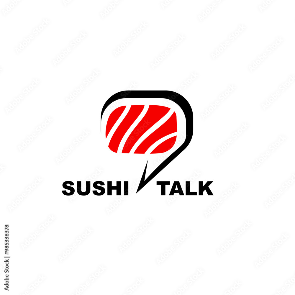 Wall mural sushi talk logo design concept