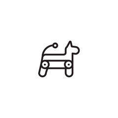 Icon of a toy dog with wheels. This icon represents a toy dog or a child's toy. Editable icon.