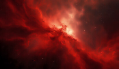 Red gas nebula in outer space.  AI Generated