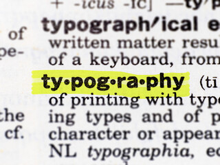 Highlighted dictionary definition of the word typography