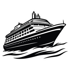 Cruise Ship silhouette vector Nautical Travel Vector Illustration