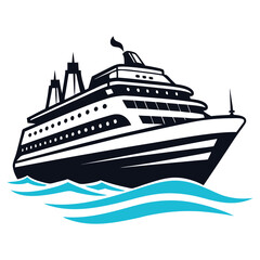 Cruise Ship silhouette vector Nautical Travel Vector Illustration