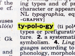 Highlighted dictionary definition of the word typology