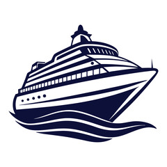 Obraz premium Cruise Ship silhouette vector Nautical Travel Vector Illustration