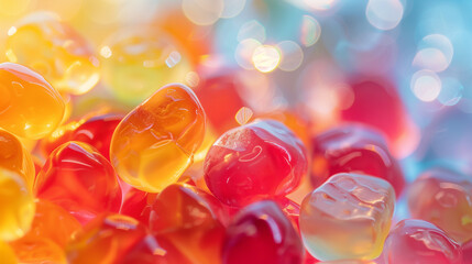 Close-up of Colorful Gummy Candies with Soft, Chewy Texture