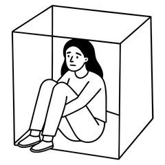 discouraged-woman-is-trapped-sitting-in-small-box-