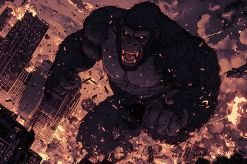 a king kong gorilla goes on a rampage in the city