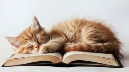 Sleeping Kitten on a Book