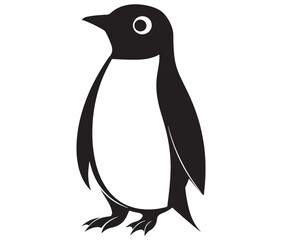 Cute penguin silhouette vector
