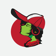 A Cool Calm Boy With A Red Hat And Headphones