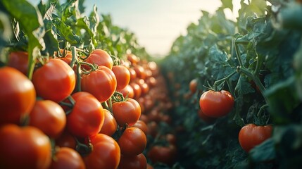 Ripe Tomatoes on Vine.