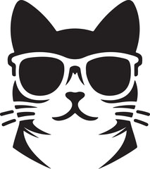 A cat with sunglass logo icon, silhouette style vector art illustration