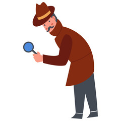 Detective Profession Character on White Background. Vector Illustration
