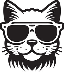 Obraz premium A cat with sunglass logo icon, silhouette style vector art illustration