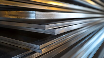 Obraz premium Stack of Metal Sheets with a Gradient of Light