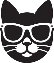 A cat with sunglass logo icon, silhouette style vector art illustration
