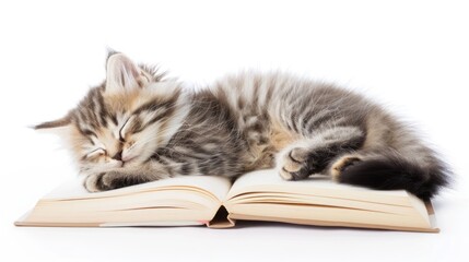 Sleeping Kitten on Book