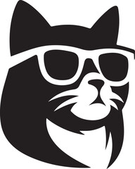 A cat with sunglass logo icon, silhouette style vector art illustration
