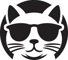 A cat with sunglass logo icon, silhouette style vector art illustration