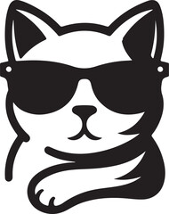 A cat with sunglass logo icon, silhouette style vector art illustration