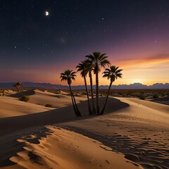 a cartoon illustration of a tropical resort with palm trees.