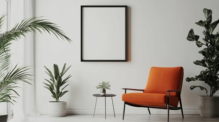 Scandinavian Interior Design of a Modern Living Room Featuring a Vibrant Color Premium Sitting Chair
