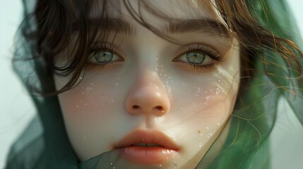 Close-up Portrait of a Woman with Green Eyes