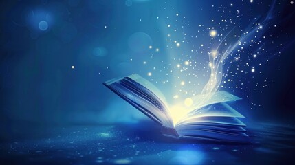 Magical Book with Light Rays and Sparkling Stardust