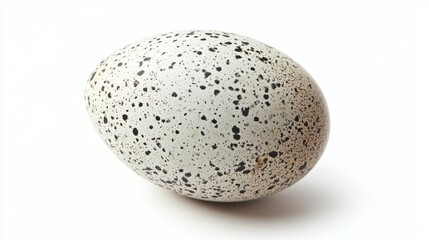 Duck egg with speckled shell isolated on clean white background,