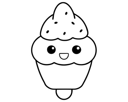 recommend clip art: Kawaii Cute Ice cone Cream line art drawing,Cute Ice Cream line art, Ice Cream silhouette