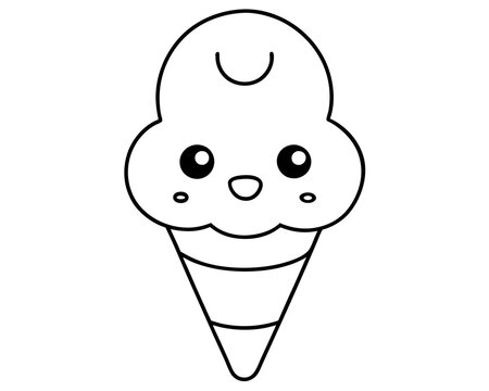 recommend clip art: Kawaii Cute Ice cone Cream line art drawing,Cute Ice Cream line art, Ice Cream silhouette