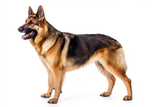 German shepherd in a standing position on a white background, isolate,