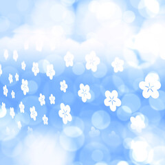 soft white flowers on blue sky and bokeh,Vector beautiful floral background