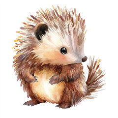 Porcupine watercolor clipart illustration isolated