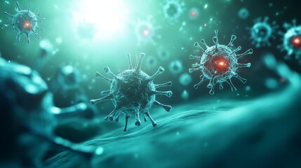 3D Render of Virus Cells  Microscopic View  Medical Background