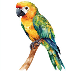Parrot watercolor clipart illustration isolated