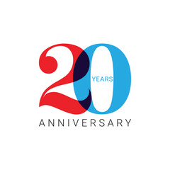 20, 20th Years Anniversary Logo, 20 Logo, Vector Template Design element for birthday, invitation, wedding, jubilee and greeting card illustration.