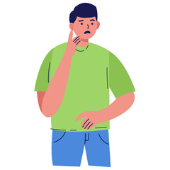 Confused People Character with Flat Cartoon Design. Isolated Vector Graphic