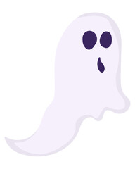 Surprised ghost in doodle style, character for design or decoration for halloween