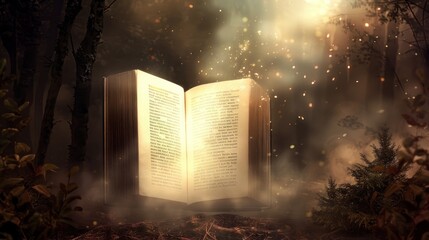 Enchanted Book in a Mystical Forest