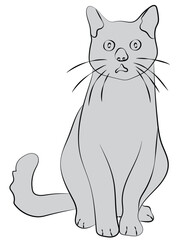 Cat-in-line art ready for coloring